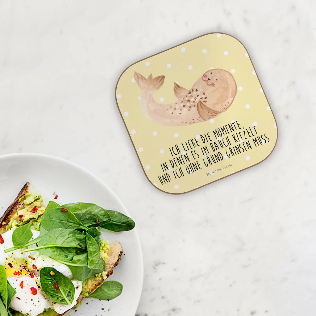 Square coaster seal Lay Korkuntersetzer, Tassen Untersetzer, Untersetzer Gläser, Untersetzer, Getränkeuntersetzer, Untersetzer Holz, Bierdeckel, Glasuntersetzer, Untersetzer aus Holz, Untersetzer für Gläser, Untersetzer Design, Holzuntersetzer, Tiermotive, Gute Laune, lustige Sprüche, Tiere, Ostsee, Seehund, Robbe, Robben, Lachen, Meerestier, Strand, Freude, Nordsee