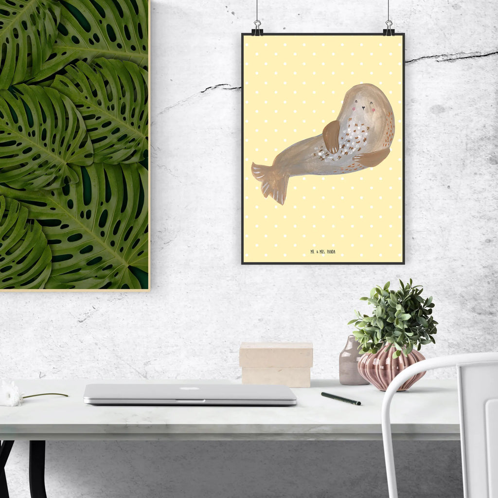 Poster Robbe Lachen Posterdruck, Deko Bild, Wandbild, Plakat, Wanddeko Bild, kunst für die wand, Mr. & Mrs. Panda Poster, Poster, wanddruck, Wandschmuck, grafikposter, Wanddekoration, kunstposter, Wandposter, drucke, wandkunst, wanddeko, kunstdruck poster, Bild, Designposter, Bild für Wand, Kunstdruck, Gute Laune, Tiermotive, Tiere, Lustige Sprüche, Meerestier, Ostsee, Robben, Strand, Robbe, Seehund, Nordsee