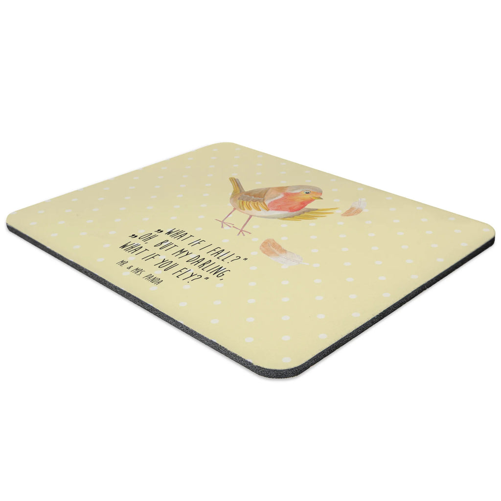 Mauspad Rotkehlchen mit Federn Mausunterlage, Büroausstattung, Mauspad Büro, Computer zubehör, Mousepad, Arbeitszimmer, Designer Mauspad, PC Zubehör, Einzigartiges Mauspad, Mauspad, Tiermotive, Gute Laune, lustige Sprüche, Tiere, Rotkehlchen, Spruch Mut, What if i fall, Motivationsbilder, Motivation Sprüche, Spruch Motivation, fliegen, Vogel