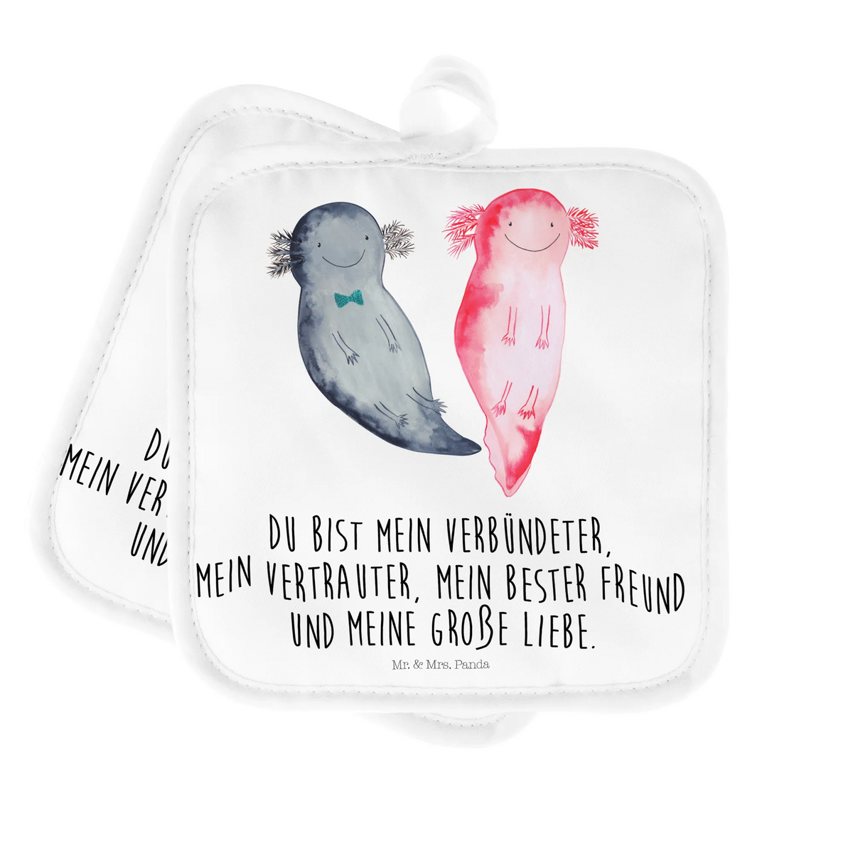 2er Set Topflappen  Axolotl Freundin Zwei Topflappen, Topflappen 2er Set, topfhalter, Ofenlappen, 2er Set Topflappen, Topflappen im Doppelpack, Topfuntersetzer, Doppel Topflappen, Kochlappen, Topflappen, Topflappen Set, Topflappenset, Molch, Axolotl, Jahrestag, Liebesbeweis, Verlobter, Freund, Valentinstag, Große Liebe, Lurch, Lurche, Schwanzlurch, Ehemann, Liebe, Axolot