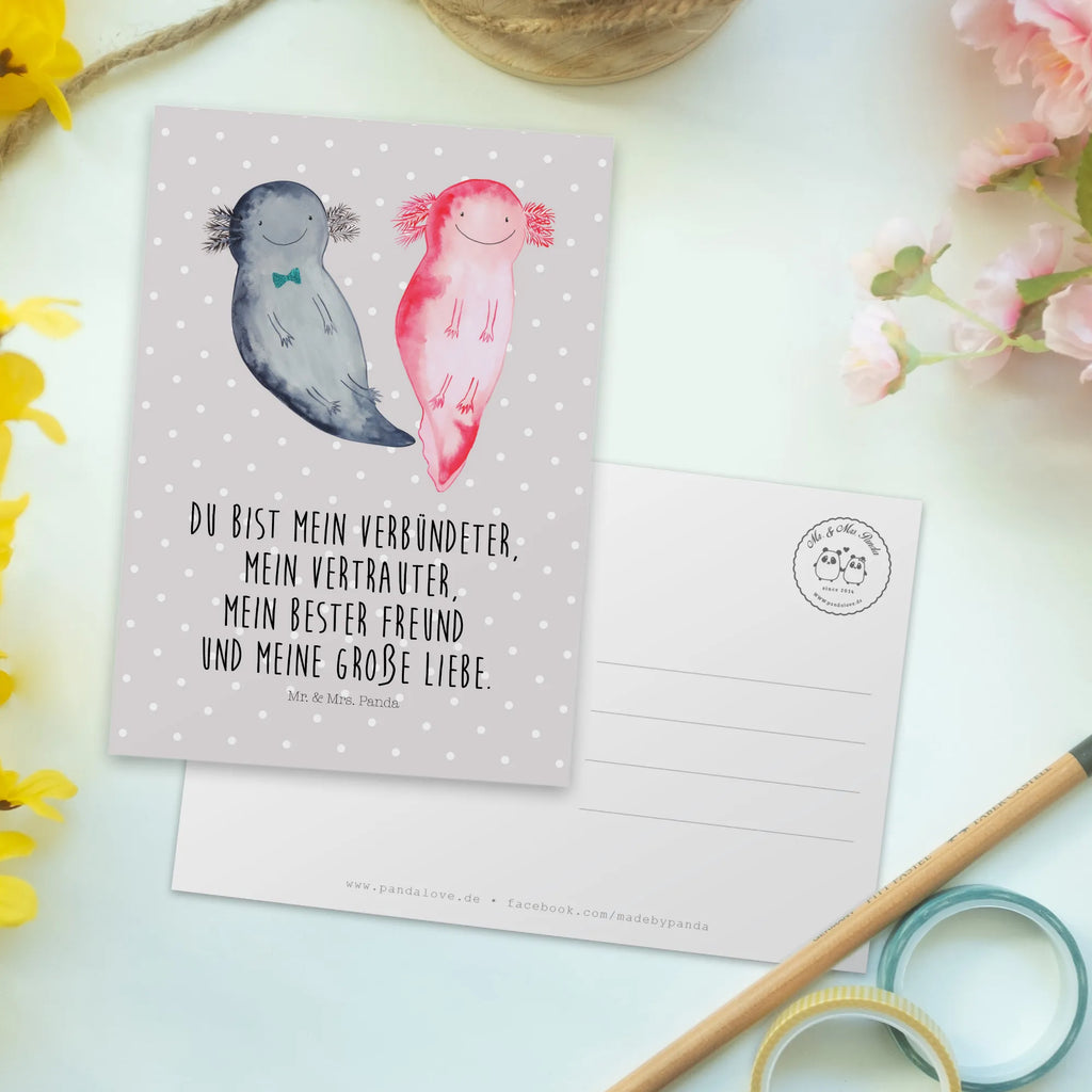 Postcard axolotl Girlfriend letter, paper, postcards, card, invitation card, invitation, gift card, gift, Postcard, Axolotl, Axelotl, marine animals, Mexican walking fish, salamander, proof of love, tail, anniversary, fiancé, great love, amphibian, valentine's day, axolot, love, friend, husband, axolotl