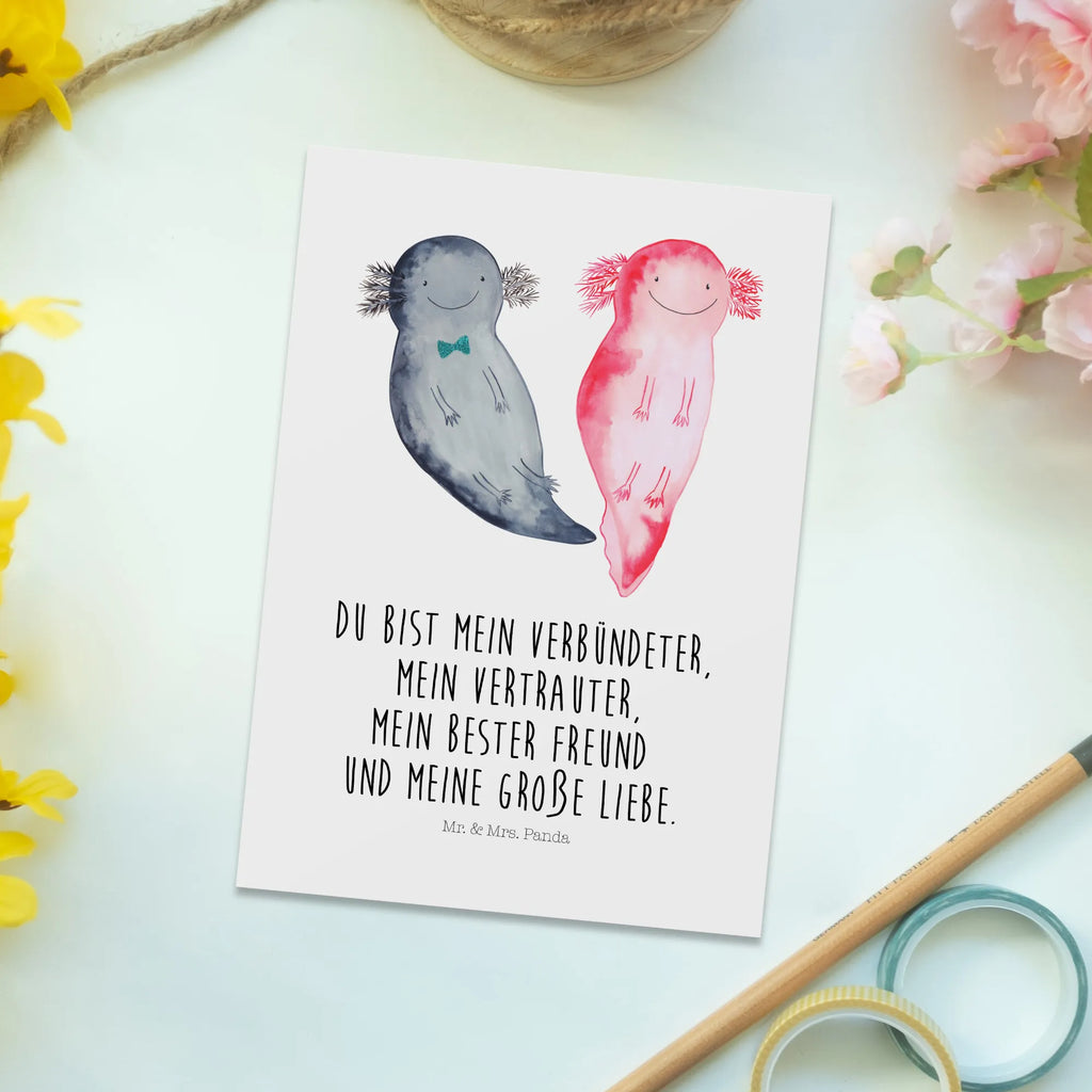 Postcard axolotl Girlfriend letter, paper, postcards, card, invitation card, invitation, gift card, gift, Postcard, Axolotl, Axelotl, marine animals, Mexican walking fish, salamander, proof of love, tail, anniversary, fiancé, great love, amphibian, valentine's day, axolot, love, friend, husband, axolotl
