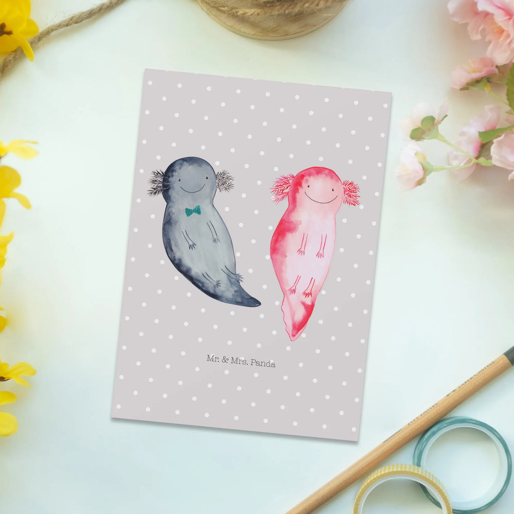 Postcard axolotl Girlfriend letter, paper, postcards, card, invitation card, invitation, gift card, gift, Postcard, Axolotl, Axelotl, marine animals, Mexican walking fish, salamander, proof of love, tail, anniversary, fiancé, great love, amphibian, valentine's day, axolot, love, friend, husband, axolotl