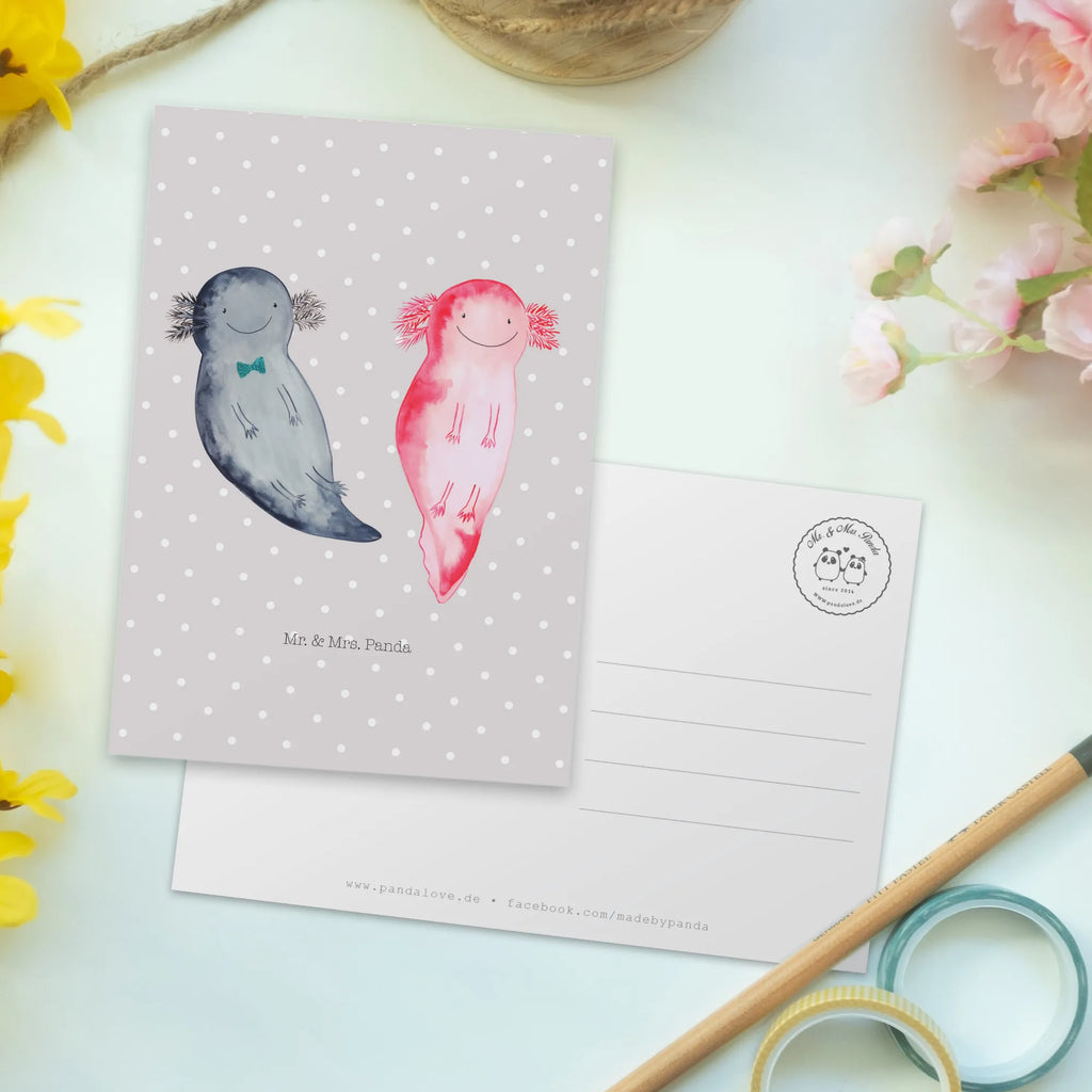 Postcard axolotl Girlfriend letter, paper, postcards, card, invitation card, invitation, gift card, gift, Postcard, Axolotl, Axelotl, marine animals, Mexican walking fish, salamander, proof of love, tail, anniversary, fiancé, great love, amphibian, valentine's day, axolot, love, friend, husband, axolotl