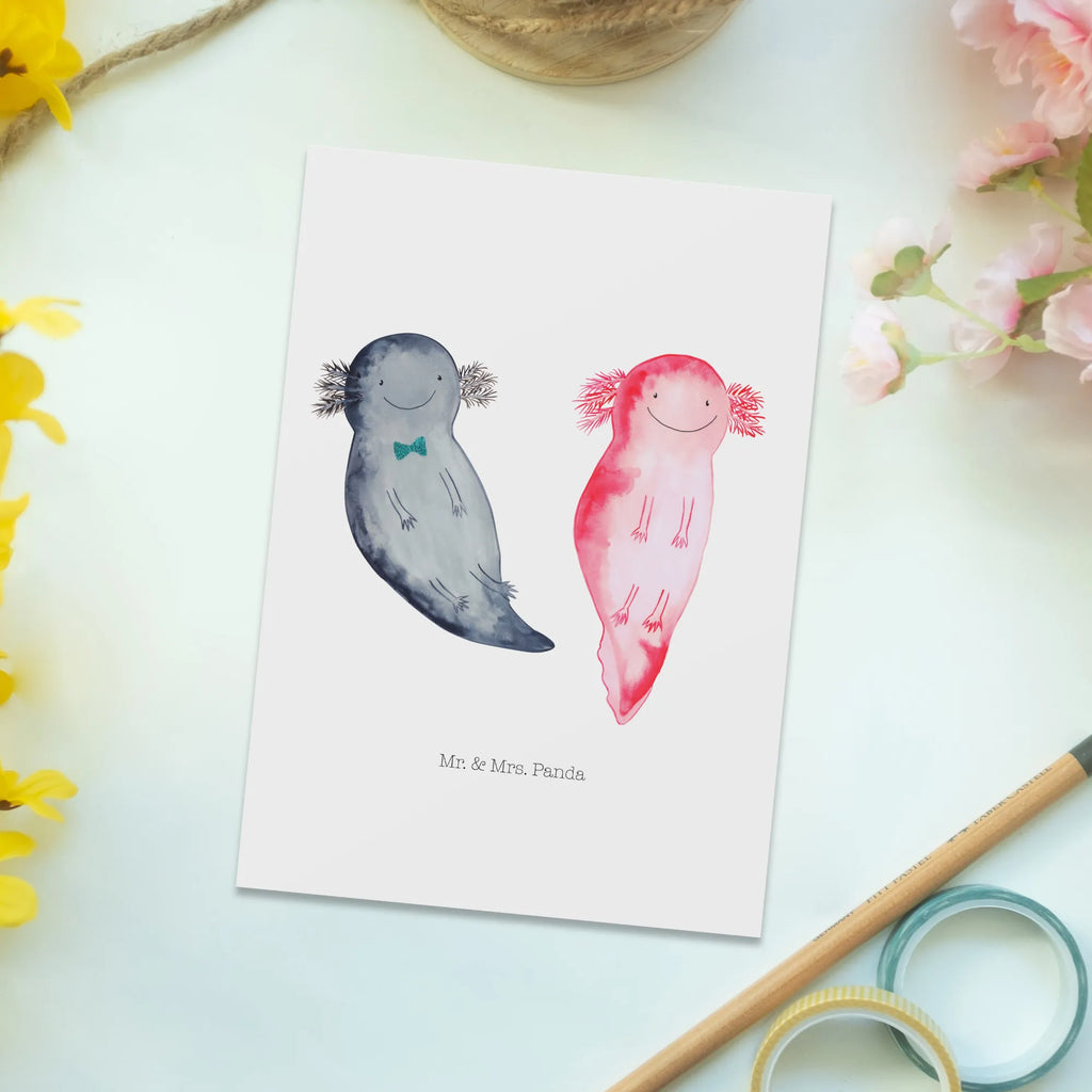 Postcard axolotl Girlfriend letter, paper, postcards, card, invitation card, invitation, gift card, gift, Postcard, Axolotl, Axelotl, marine animals, Mexican walking fish, salamander, proof of love, tail, anniversary, fiancé, great love, amphibian, valentine's day, axolot, love, friend, husband, axolotl