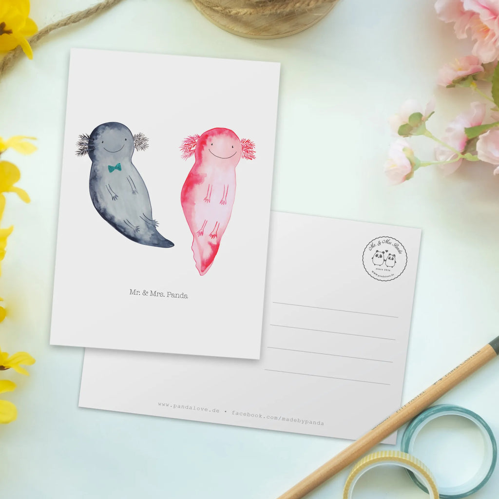 Postcard axolotl Girlfriend letter, paper, postcards, card, invitation card, invitation, gift card, gift, Postcard, Axolotl, Axelotl, marine animals, Mexican walking fish, salamander, proof of love, tail, anniversary, fiancé, great love, amphibian, valentine's day, axolot, love, friend, husband, axolotl