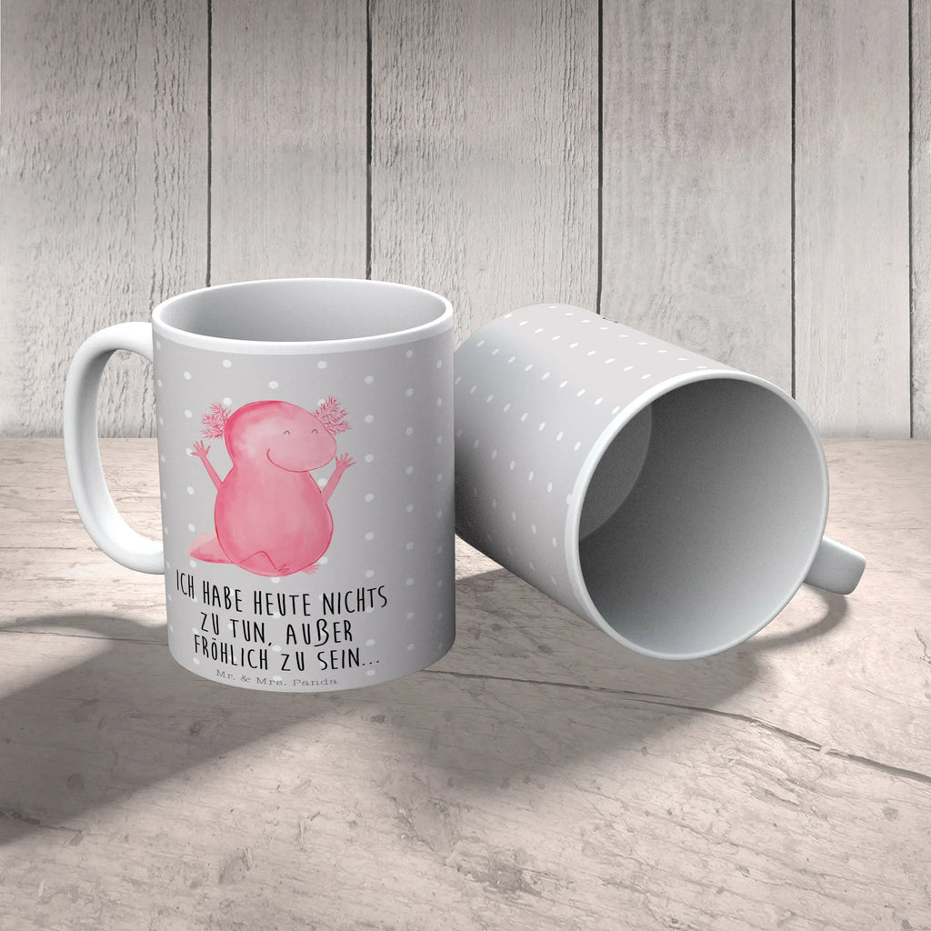 Kubek Axolotl Hurra Kaffeetasse, Tasse, Porzellantasse, Bürotasse, Tasse mit Zitaten, Geschenktasse, Tasse mit Motiven, Teetasse, Keramiktasse, Axolotl, Molch, Lurche, Axolot, Motivation, fröhlich, Spaß, Freude, Zufriedenheit, Schwanzlurch, Lurch