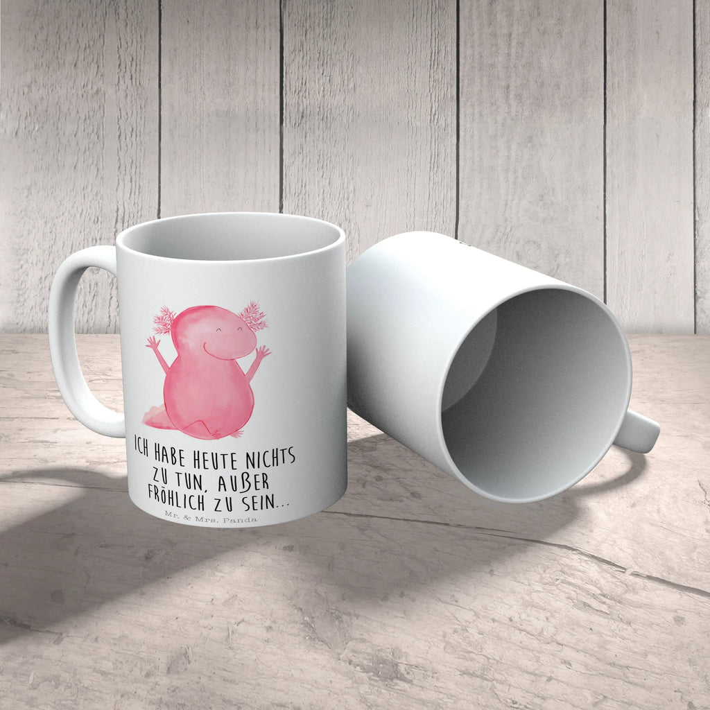 Kubek Axolotl Hurra Kaffeetasse, Tasse, Porzellantasse, Bürotasse, Tasse mit Zitaten, Geschenktasse, Tasse mit Motiven, Teetasse, Keramiktasse, Axolotl, Molch, Lurche, Axolot, Motivation, fröhlich, Spaß, Freude, Zufriedenheit, Schwanzlurch, Lurch