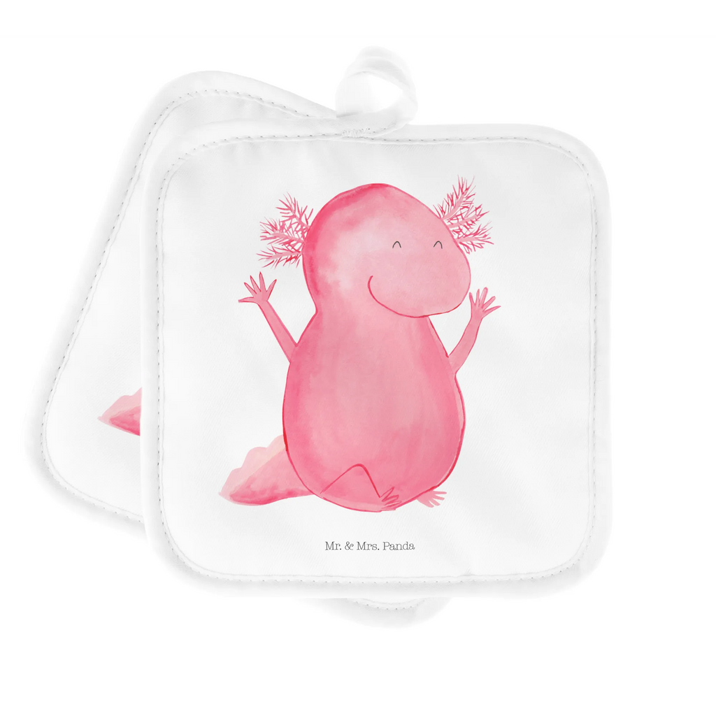 2-elementowy zestaw podkładek pod garnki Axolotl Hurra Ofenhandschuh, Topflappen, Topflappen Set, Topflappen lustig, Topflappen 2er Set, Topflappen mit Spruch, Topfuntersetzer, Schöne Topflappen, Topflappenset, Topfhandschuhe, Topfhandschuh, Ofenhandschuhe, Axolotl, Molch, Axolot, Spaß, Lurch, Schwanzlurch, Lurche, Motivation, Zufriedenheit, Freude, fröhlich