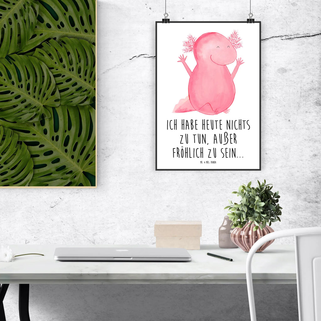 Plakat Axolotl Hurra Mr. & Mrs. Panda Poster, kunstposter, wanddeko, Wandschmuck, Wanddeko Bild, Bild für Wand, kunstdruck poster, kunst für die wand, Kunstdruck, drucke, Designposter, Posterdruck, wanddruck, Bild, grafikposter, Wandbild, Deko Bild, Poster, Wanddekoration, Plakat, wandkunst, Wandposter, Molch, Axolotl, Fröhlich, Lurch, Schwanzlurch, Zufriedenheit, Motivation, Freude, Lurche, Axolot, Spaß