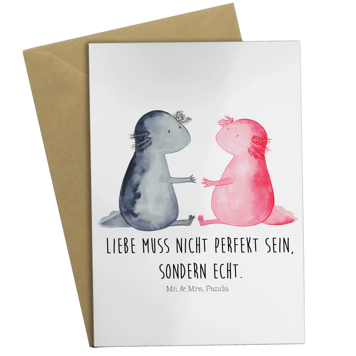 Greetings card axolotl Love Axelotl, marine animals, Mexican walking fish, salamander, anniversary, tail, husband, valentine's day, amphibian, proof of love, friend, great love, fiancé