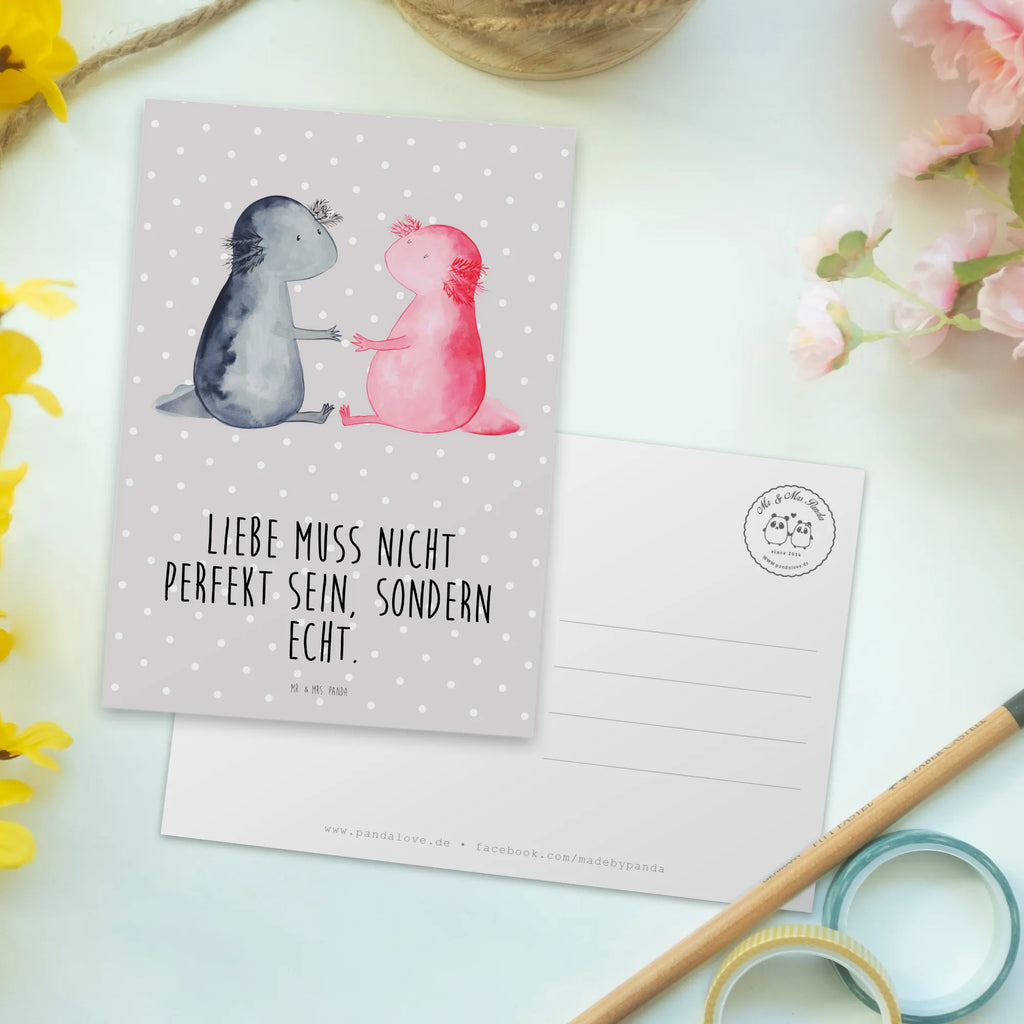 Postkarte Axolotl Liebe Grußkarte, Postkarten, Kunstkarten, Motivkarte, Designkarte, spruchkarte, Postkarte, bildkarte, kunstkarte, Fotokarte, einzelkarte, Ansichtskarte, Ansichtskarten, Molch, Axolotl, Liebe, Freund, Liebesbeweis, Ehemann, Lurche, Lurch, Jahrestag, Große Liebe, Valentinstag, Verlobter, Schwanzlurch, Axolot