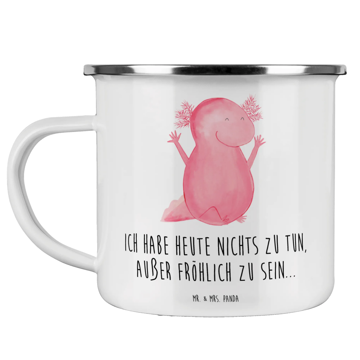Camping Emaille Tasse Axolotl Hurra Reisebecher, Emaille Becher, Teebecher, Outdoor Becher, Outdoor Tasse, becher emaille, Kaffeepott, Campingtasse, wandertasse, outdoortasse, Pott, Emailletasse, blechbecher, wanderbecher, Motivtasse, Campingbecher, Tasse Emaille, Blechtasse, metallbecher, Emaille Tasse, emaillebecher, reisetasse, Haferl, Teetasse, Molch, Axolotl, Schwanzlurch, Freude, Spaß, Fröhlich, Motivation, Lurche, Lurch, Zufriedenheit, Axolot