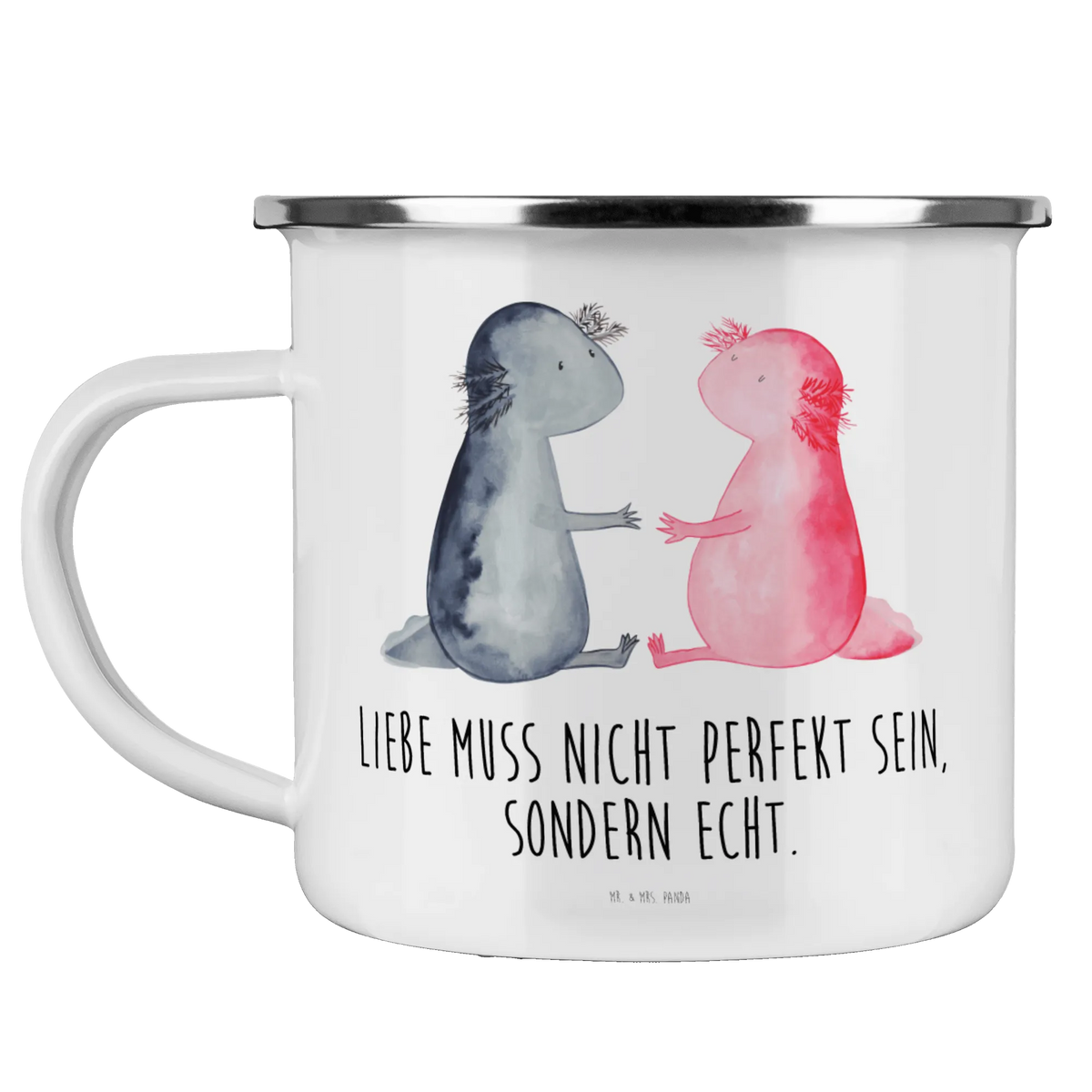 Enamel camping mug axolotl Love Axelotl, marine animals, Mexican walking fish, salamander, anniversary, tail, great love, proof of love, fiancé, amphibian, husband, friend, valentine's day