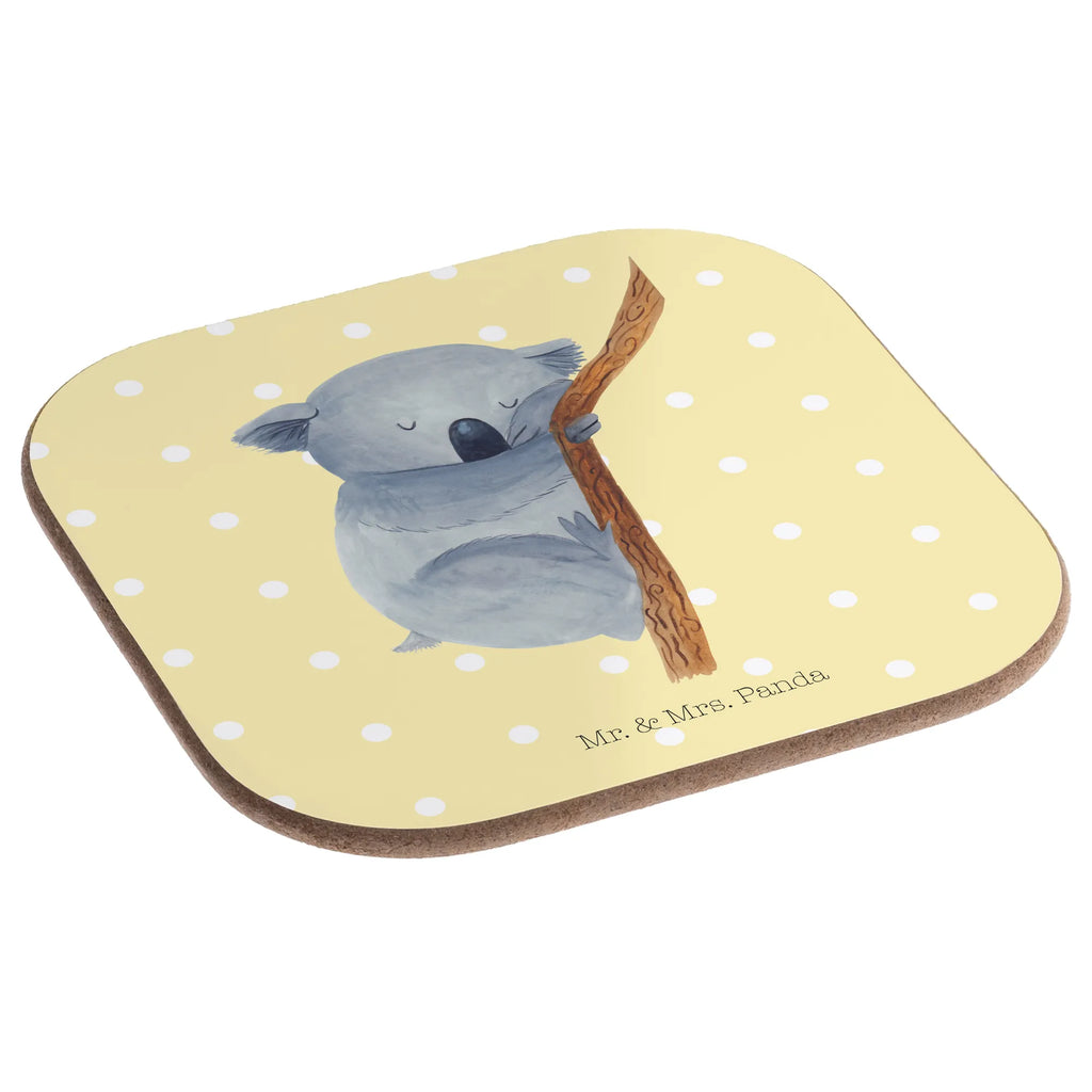 Square coaster koala breakfast, gifts, presents, Coasters, glass coasters, gift, party, small animals, cute, funny, cute animal motives, hand drawn, small world, funny sayings, good mood, happy, gift ideas, special gifts, animal lover, card, dream, bear, koala bear, dreamland, Koala, bedroom, sleeping