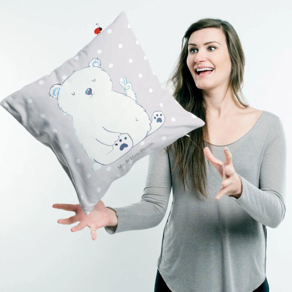 Cushion Icebear Lazy bedroom, couch, Pillow, cushion, 40 x 40, settee, bed, 40x40, pad, pillow case, soft, fluffy, pillows, sofa, bear, teddy, teddy bear, cuddly toy, office job, relaxing, work, Polar bear, workplace, office, lazy, North Pole, home office