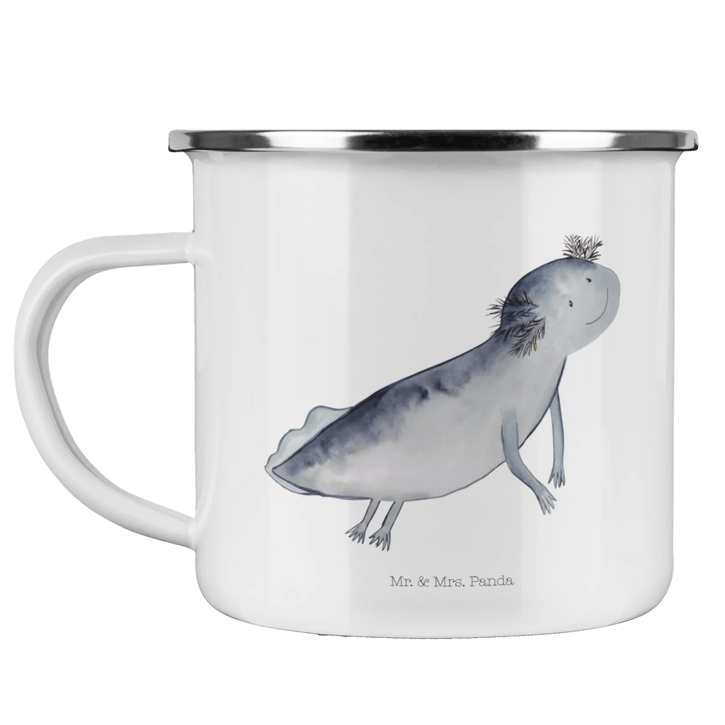 Enamel camping mug axolotl To swim enamel camping cup, steel mug for camping, enamel drinking mug, tin coffee cup, bushcraft mug, adventure mug, camping mug, lightweight camping mug, outdoor cup, enamel mug, stainless steel drinking cup, metal cup, campfire mug, backpacking mug, travel mug, camping metal cup, camper mug, metal camping mug, hiking mug, camp coffee mug, Axolotl, Axelotl, marine animals, Mexican walking fish, salamander, axolot, solutions, tail, problem, amphibians, problems, motivation