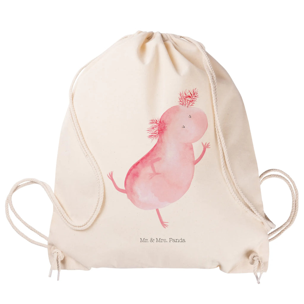Drawstring bag axolotl Dance jute bag, gym bag, sports bag, bag, hipster, carrier bag, Axolotl, Axelotl, marine animals, Mexican walking fish, salamander, stars, roof damage, crazy, axolot, amphibians, girlfriend, tailfish, best friend