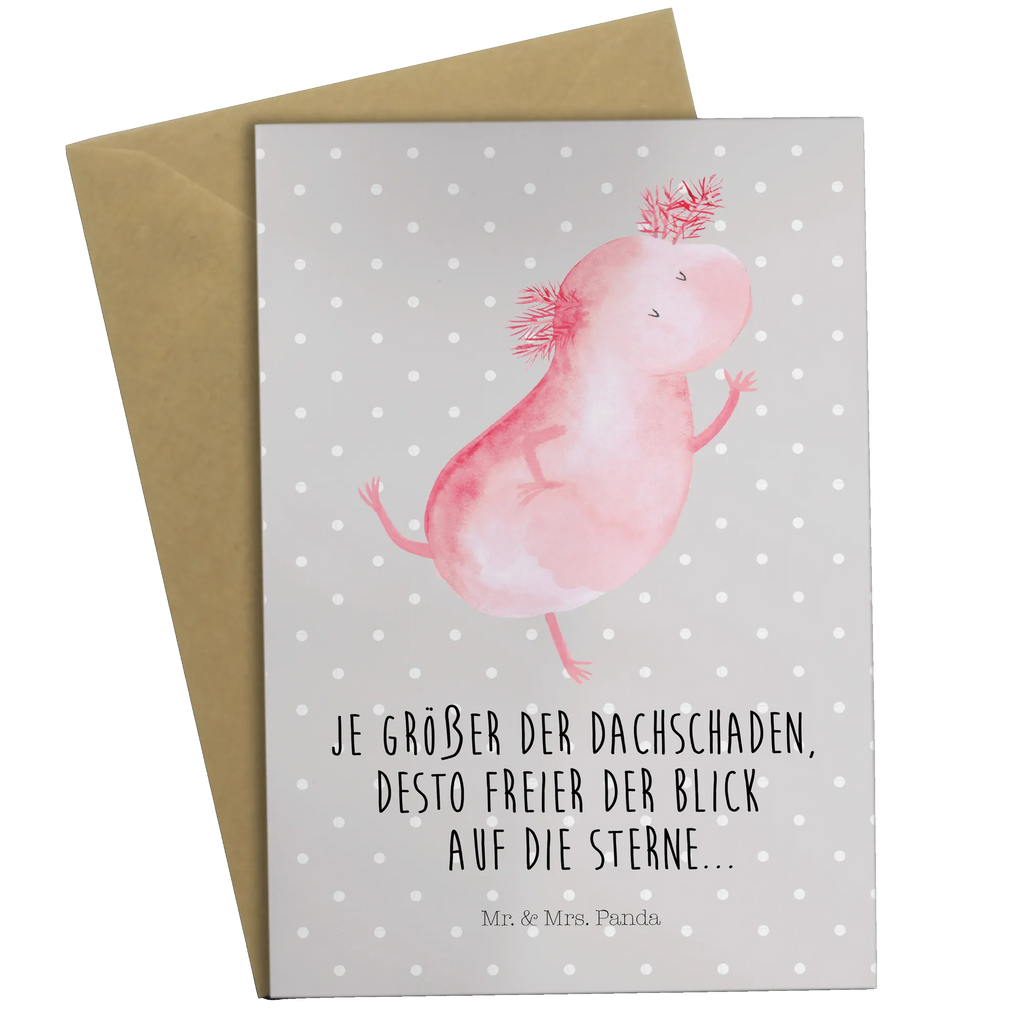 Greetings card axolotl Dance Einladungskarte, Klappkarte, Glückwunschkarte, Karte, Hochzeitskarte, Grußkarte, Ansichtskarten, Geburtstagskarte, Axolotl, Molch, Schwanzlurch, Axolot, Lurche, Lurch, Dachschaden, beste Freundin, Freundin, Sterne, verrückt