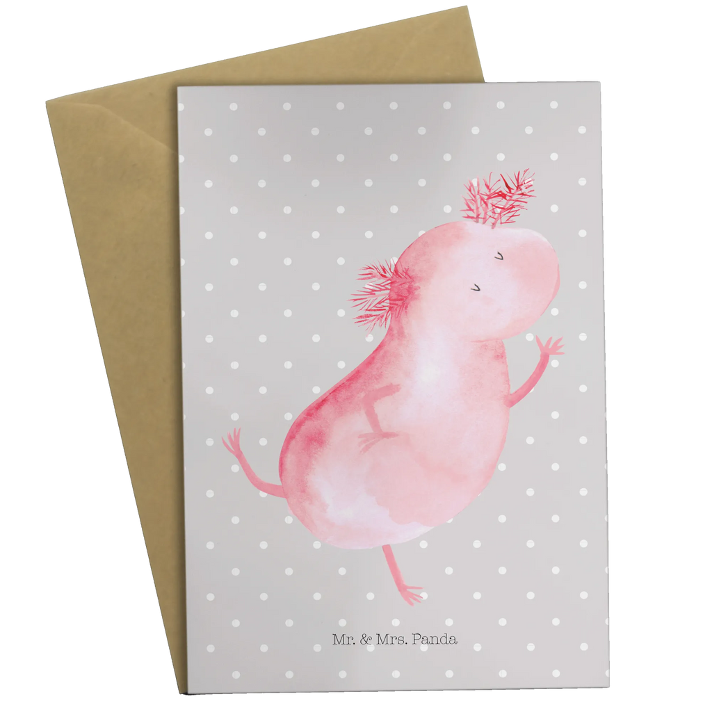 Greetings card axolotl Dance Einladungskarte, Klappkarte, Glückwunschkarte, Karte, Hochzeitskarte, Grußkarte, Ansichtskarten, Geburtstagskarte, Axolotl, Molch, Schwanzlurch, Axolot, Lurche, Lurch, Dachschaden, beste Freundin, Freundin, Sterne, verrückt