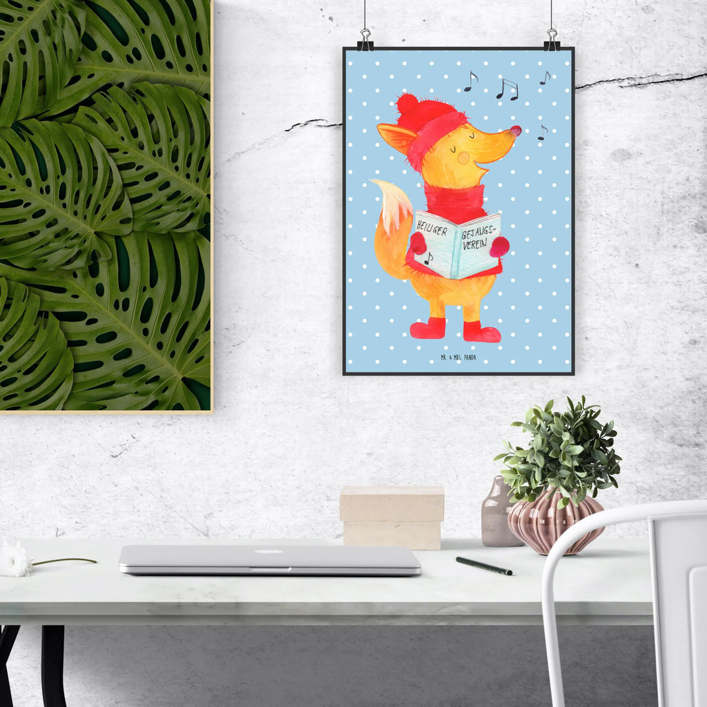 Plakat lis Śpiewak kunstdruck poster, drucke, Wandbild, kunst für die wand, kunstposter, Poster, grafikposter, Kunstdruck, Posterdruck, Mr. & Mrs. Panda Poster, Plakat, wandkunst, Bild, Bild für Wand, Wanddeko Bild, Wandposter, Designposter, wanddeko, Wanddekoration, Wandschmuck, wanddruck, Deko Bild, Wintermotiv, Heiligabend, Advent, Nikolaus, Weihnachtsdeko, Winter, Weihnachten, Sänger, Singen, Füchse, Fuchs, Geschenk Sänger, Weihnachtslieder