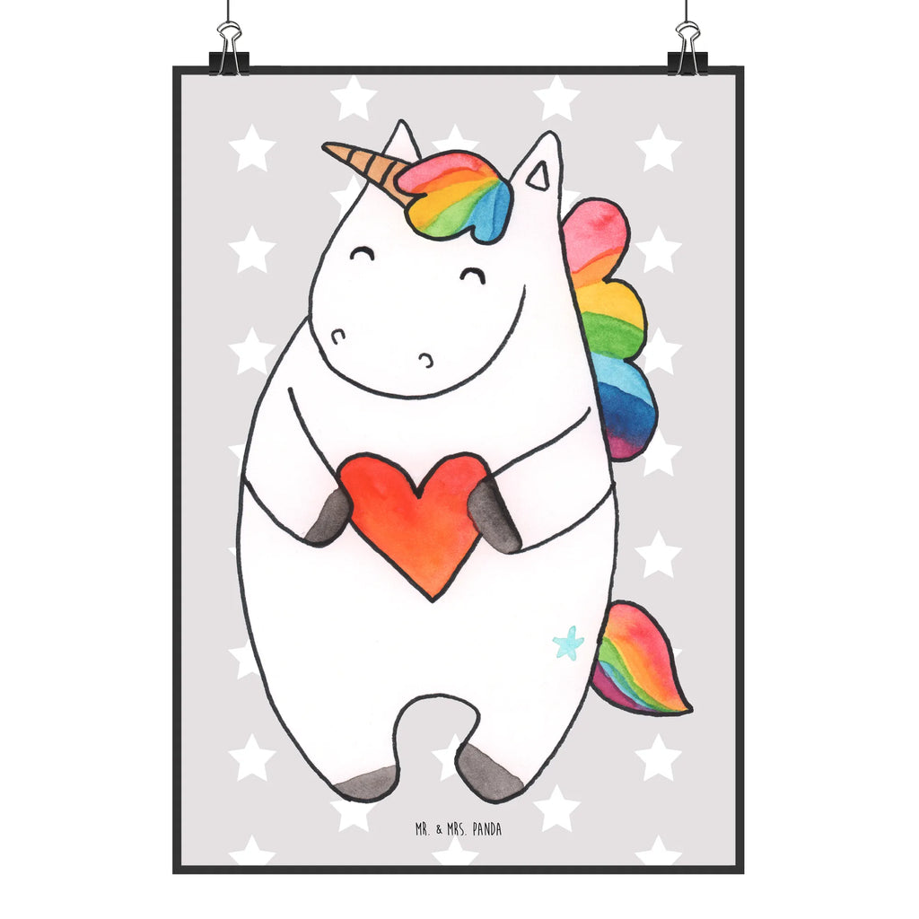Poster unicorn Heart Poster, Wanddeko Bild, Küchenposter, Posterdruck, Raumdekoration, Mr. & Mrs. Panda Poster, Kinderposter, Wanddekoration, Wanddeko, Wandposter, Kunstdruck, Bild, Handgemaltes Poster, Designposter, Einhorn, Einhörner, Einhorn Deko, Unicorn, schlimm, witzig, böse, bunt, anders, Herz, lustig, Freundin