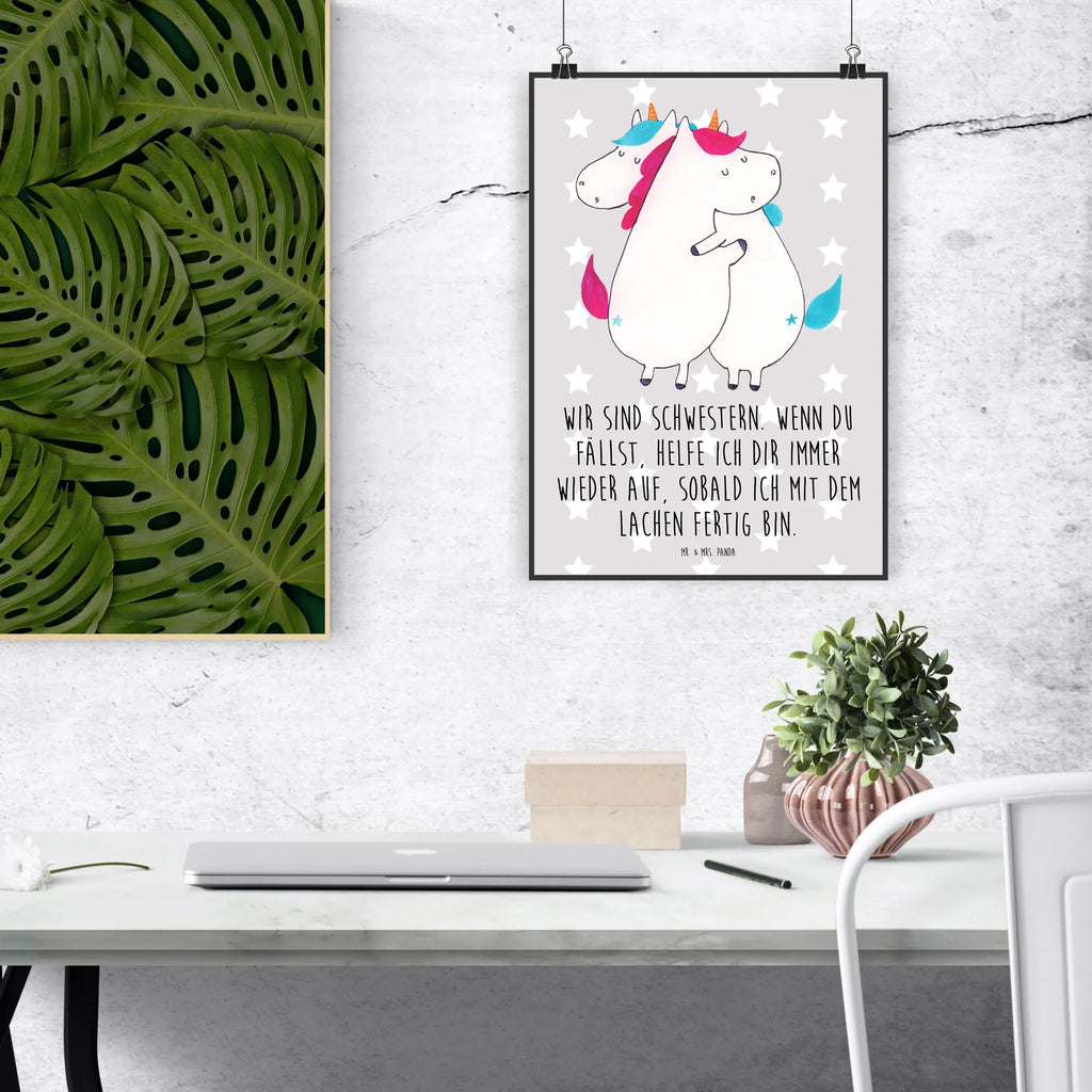Poster unicorns Embrace wanddruck, Bild, Deko Bild, wandkunst, Wandschmuck, grafikposter, kunstdruck poster, Wanddeko Bild, Bild für Wand, Wandposter, Mr. & Mrs. Panda Poster, Plakat, Posterdruck, Designposter, Wanddekoration, kunstposter, Poster, drucke, Wandbild, wanddeko, Kunstdruck, kunst für die wand, Einhorn Deko, Einhörner, Einhorn, Unicorn, Liebe, BFF, Sister, Familie, Geschwister, Schwestern, Schwester, Freundinnen, Freundin