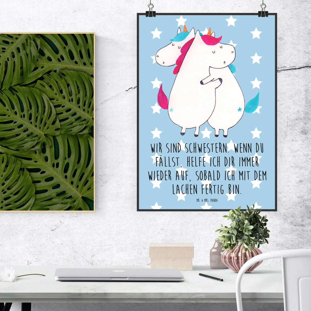 Poster unicorns Embrace wanddruck, Bild, Deko Bild, wandkunst, Wandschmuck, grafikposter, kunstdruck poster, Wanddeko Bild, Bild für Wand, Wandposter, Mr. & Mrs. Panda Poster, Plakat, Posterdruck, Designposter, Wanddekoration, kunstposter, Poster, drucke, Wandbild, wanddeko, Kunstdruck, kunst für die wand, Einhorn Deko, Einhörner, Einhorn, Unicorn, Liebe, BFF, Sister, Familie, Geschwister, Schwestern, Schwester, Freundinnen, Freundin