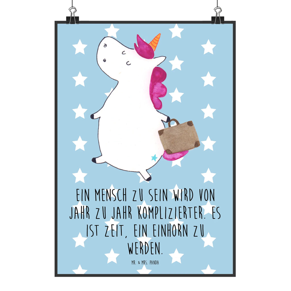 Poster unicorn Suitcase bild für wand, Wanddeko Bild, Poster, Deko Bild, Raumdekoration, Wanddeko, Handgemaltes Poster, Küchenposter, Wandposter, kinderzimmer poster, schlafzimmer poster, Wanddekoration, plakat, Posterdruck, großes poster, Wandbild, poster sprüche, Kunstdruck, Kinderposter, Bild, Designposter, Mr. & Mrs. Panda Poster, Einhorn Deko, Einhörner, Einhorn, Unicorn, albern, Koffer, lustig, Abenteuer, Spaß, witzig, Verreisen, Reise, Kind, Gepäck, unicorn, Erwachsen