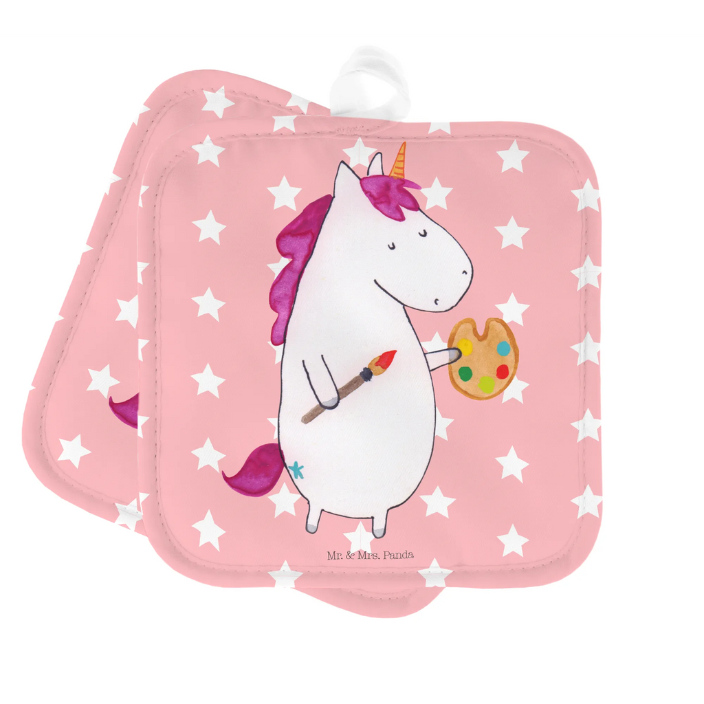 2er Set Topflappen  Einhorn Künstler Topflappen 2er Set, Topflappen Set, Topfuntersetzer, 2er Set Topflappen, topfhalter, Topflappenset, Topfhandschuhe, Topflappen, Einhörner, Einhorn Deko, Unicorn, Einhorn, Stift, Artist, Maler, Englisch, Künstler, Geschenk, Zeichnen, Pinsel, Welt, Malen, Farbe
