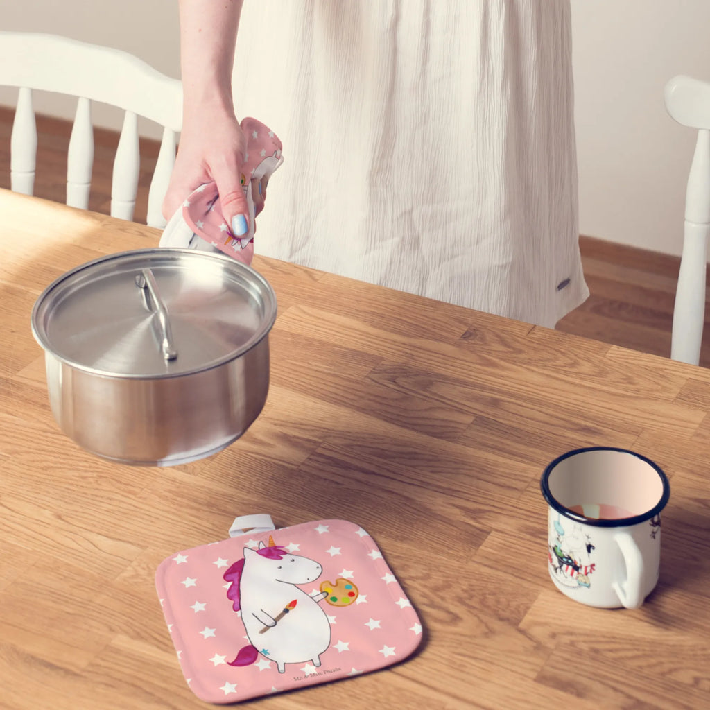 2er Set Topflappen  Einhorn Künstler Topflappen 2er Set, Topflappen Set, Topfuntersetzer, 2er Set Topflappen, topfhalter, Topflappenset, Topfhandschuhe, Topflappen, Einhörner, Einhorn Deko, Unicorn, Einhorn, Stift, Artist, Maler, Englisch, Künstler, Geschenk, Zeichnen, Pinsel, Welt, Malen, Farbe