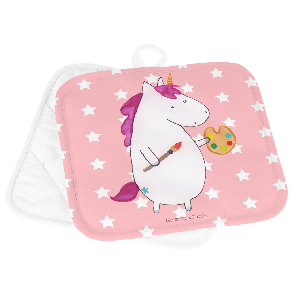2er Set Topflappen  Einhorn Künstler Topflappen 2er Set, Topflappen Set, Topfuntersetzer, 2er Set Topflappen, topfhalter, Topflappenset, Topfhandschuhe, Topflappen, Einhörner, Einhorn Deko, Unicorn, Einhorn, Stift, Artist, Maler, Englisch, Künstler, Geschenk, Zeichnen, Pinsel, Welt, Malen, Farbe