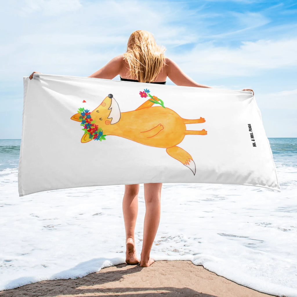 XL bath towel Fox Flower XL bath towel, oversized towel, extra large swim towel, spa towel, luxury bath sheet, large beach towel, fox, foxes, forest wildlife, clever as a fox, animal lover, joy, girlfriend, self-love, flowers, proof of love, fox girl, flower, me, girlfriends, flower girl, motivation, love