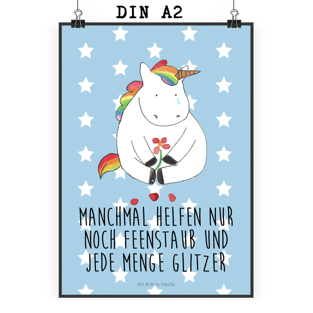 Poster unicorn Sad unicorn, unicorns, love, grief, Friendship, Unicorn, friends, greeting card, glitter, flower, consoling