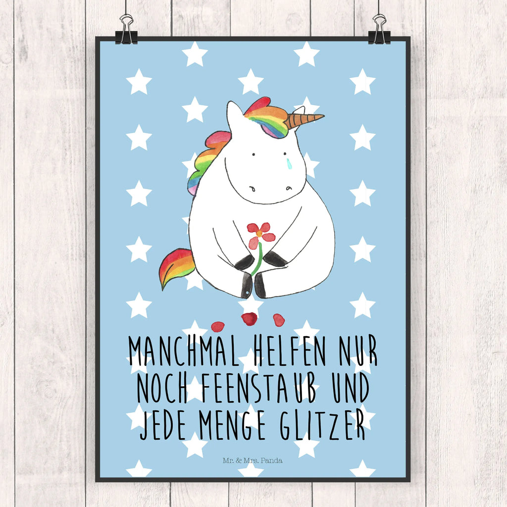 Poster unicorn Sad unicorn, unicorns, love, grief, Friendship, Unicorn, friends, greeting card, glitter, flower, consoling
