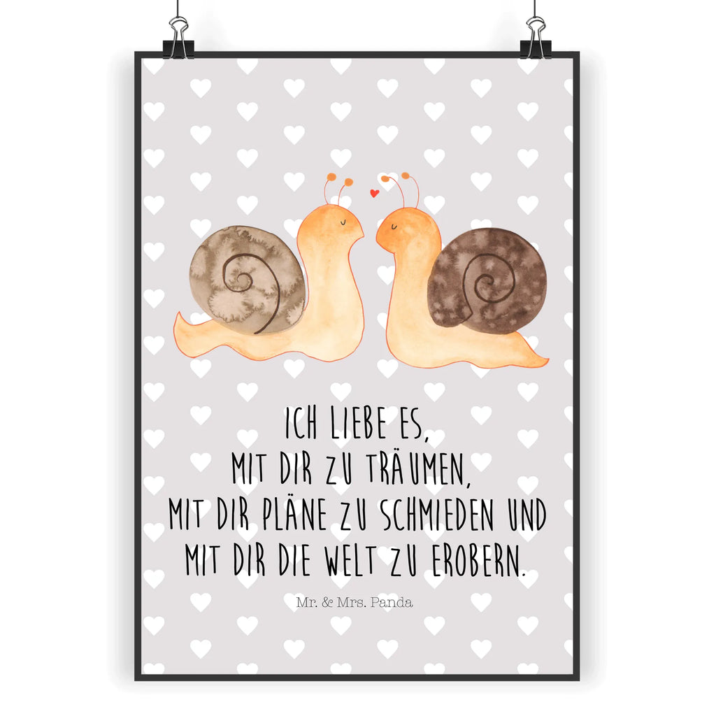 Poster Snails in love Bild für Wand, Wandschmuck, Deko Bild, kunstdruck poster, wandkunst, Wanddekoration, Plakat, kunstposter, Bild, grafikposter, Poster, Designposter, Posterdruck, wanddeko, Wandposter, kunst für die wand, Wanddeko Bild, drucke, wanddruck, Kunstdruck, Wandbild, Mr. & Mrs. Panda Poster, Hocheitstag, Jahrestag, Heiraten, Ehefrau, Freundin, Liebe, Heiratsantrag, Partner, Ehemann, Verlobung, Freund, Liebesgeschenk