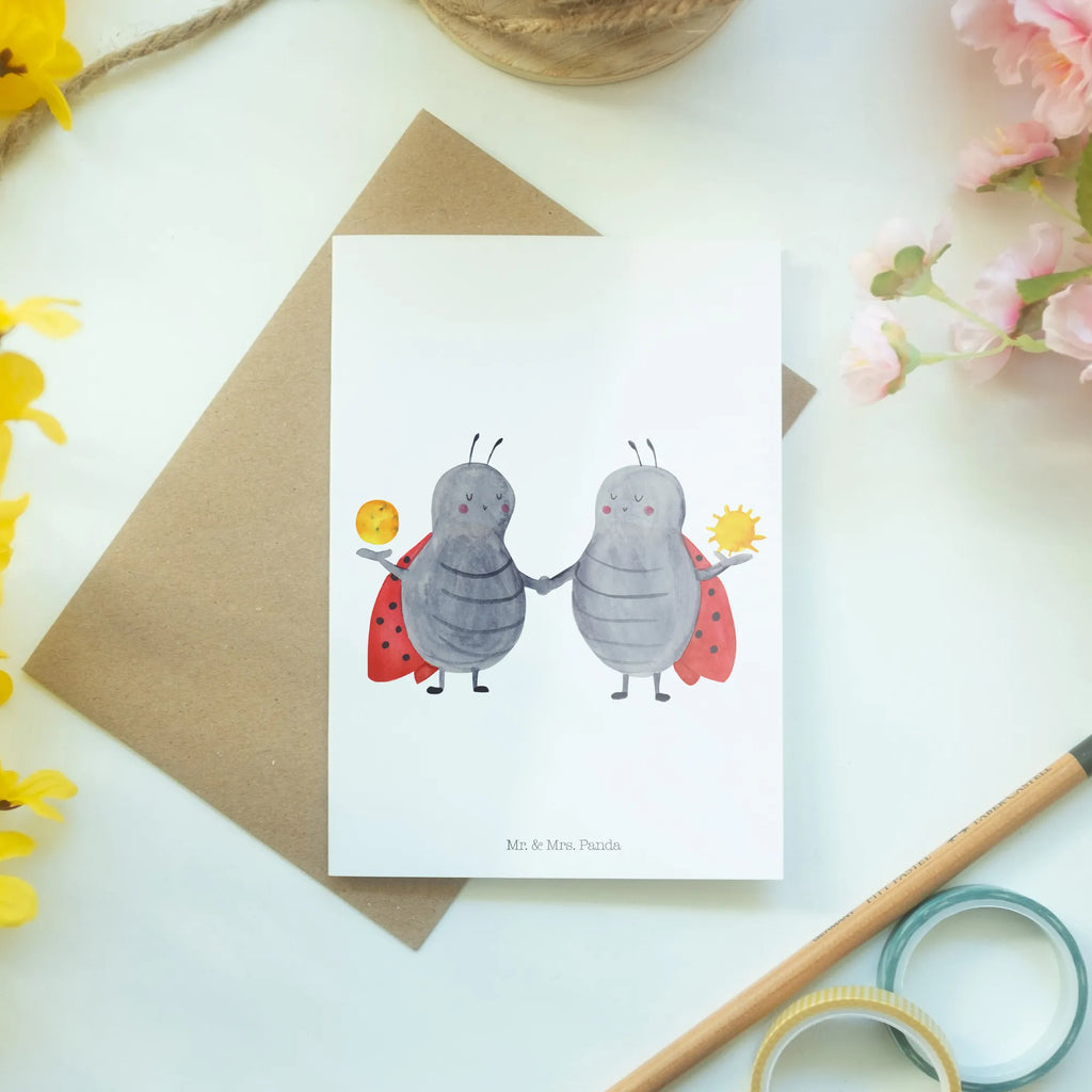 Greetings card Star sign twin greeting card, invitation card, wedding card, folding card, birthday card, constellations, birthdays, astrology, zodiac, date of birth, month of birth, ladybird, gift june, gift may, birthday may, twin gift, lucky beetle, twins, twin sister, twin zodiac sign, twin brother