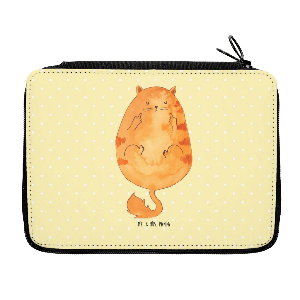 Leather folder Cat Early riser pencil case, pencil bag, gift, motif, school, child, primary school, pupil, pen roll, enrolment, cat, tomcat, kitty, meow, kitten, housecat, mama cat, love cats, cat image, cat fan, cat lover, cat fancier, cat decoration, gift for cat lover, cat owner, funny cats, cat sayings, cat motto, funny cat gifts, fan merchandise, cat stuff, animal lover, pussy, morning grumbler, The early bird can kiss my ass, coffee, cats, early riser