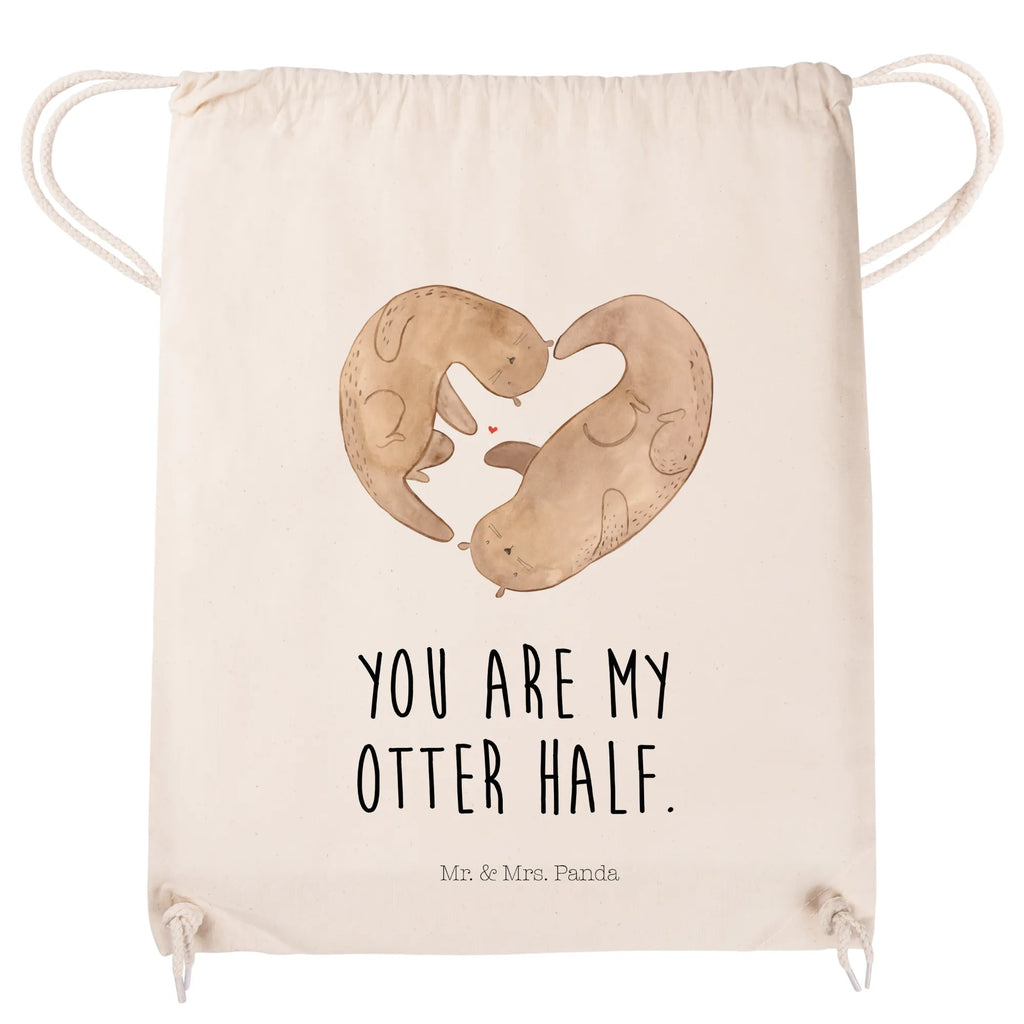 Drawstring bag otter Heart sports bag, hipster, bag, jute bag, carrier bag, gym bag, otter, marten, sea otter, European otter, water mammal, aquatic animal, baby otter, predator, water, otter gifts, animal lover, gift ideas for animal lovers, animal, mammal, water animal, gifts for people in love, wedding day, engagement, anniversary, heart, proof of love, love you, life together, better half, love, love gift