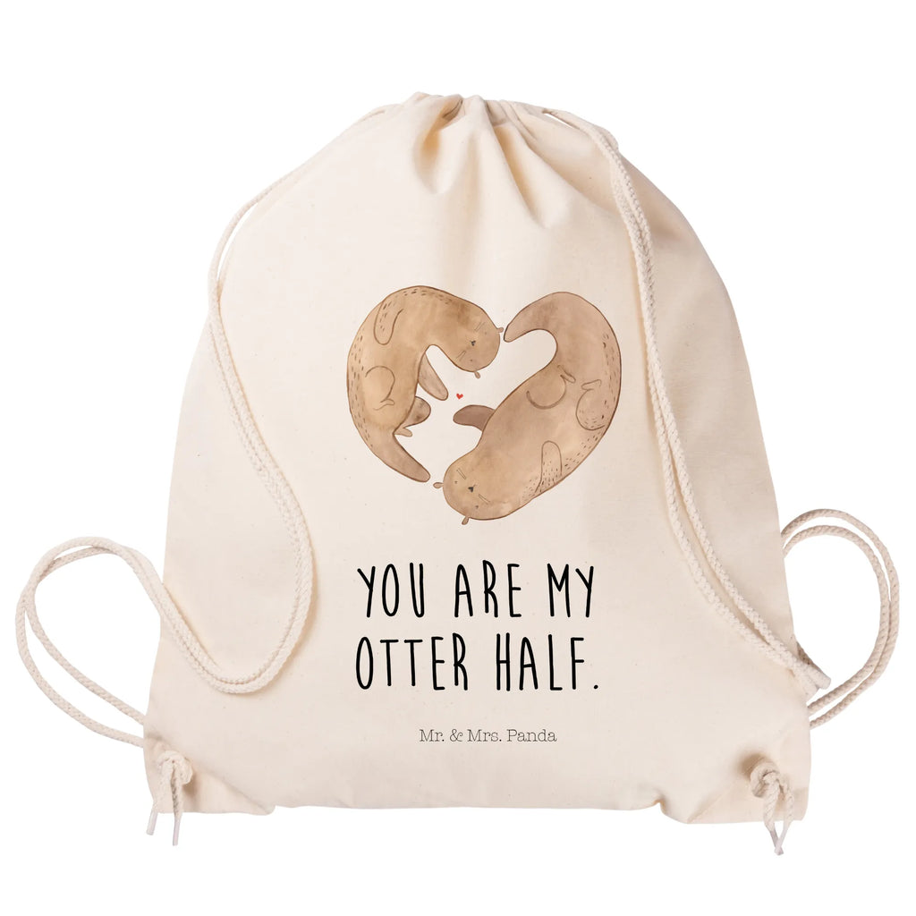 Drawstring bag otter Heart sports bag, hipster, bag, jute bag, carrier bag, gym bag, otter, marten, sea otter, European otter, water mammal, aquatic animal, baby otter, predator, water, otter gifts, animal lover, gift ideas for animal lovers, animal, mammal, water animal, gifts for people in love, wedding day, engagement, anniversary, heart, proof of love, love you, life together, better half, love, love gift