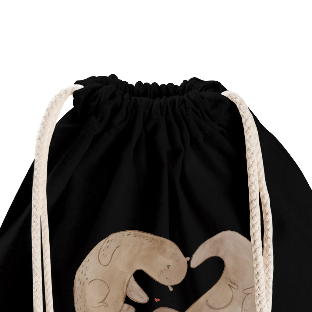 Drawstring bag otter Heart sports bag, hipster, bag, jute bag, carrier bag, gym bag, otter, marten, sea otter, European otter, water mammal, aquatic animal, baby otter, predator, water, otter gifts, animal lover, gift ideas for animal lovers, animal, mammal, water animal, gifts for people in love, wedding day, engagement, anniversary, heart, proof of love, love you, life together, better half, love, love gift