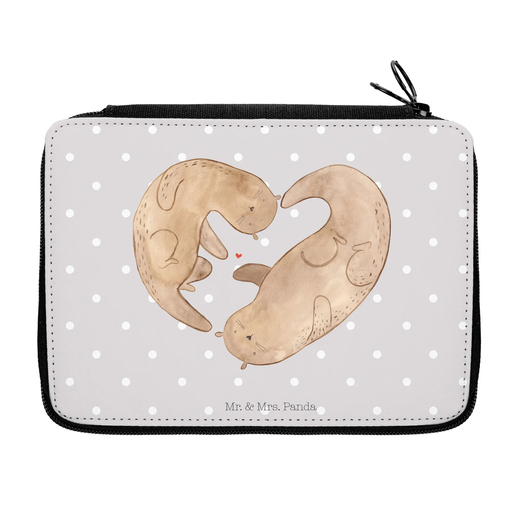 Leather folder otter Heart pencil bag, pupil, school, pen roll, primary school, pencil case, child, gift, motif, enrolment, otter, marten, sea otter, European otter, water mammal, aquatic animal, baby otter, predator, water, otter gifts, animal lover, gift ideas for animal lovers, animal, mammal, water animal, gifts for people in love, life together, anniversary, better half, heart, love, love gift, wedding day, engagement, proof of love, love you