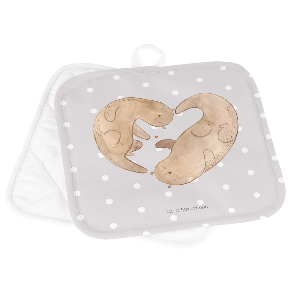 2-elementowy zestaw podkładek pod garnki wydra serce Topflappen Set, Schöne Topflappen, Ofenhandschuh, Ofenhandschuhe, Topflappenset, Topflappen, Topfuntersetzer, Topflappen lustig, Topfhandschuhe, Topflappen 2er Set, Topfhandschuh, Topflappen mit Spruch, Otter, Fischotter, Seeotter, Liebe, Love you, Liebesbeweis, gemeinsames Leben, Hochzeitstag, Herz, Bessere Hälfte, Verlobung, Jahrestag, Liebesgeschenk