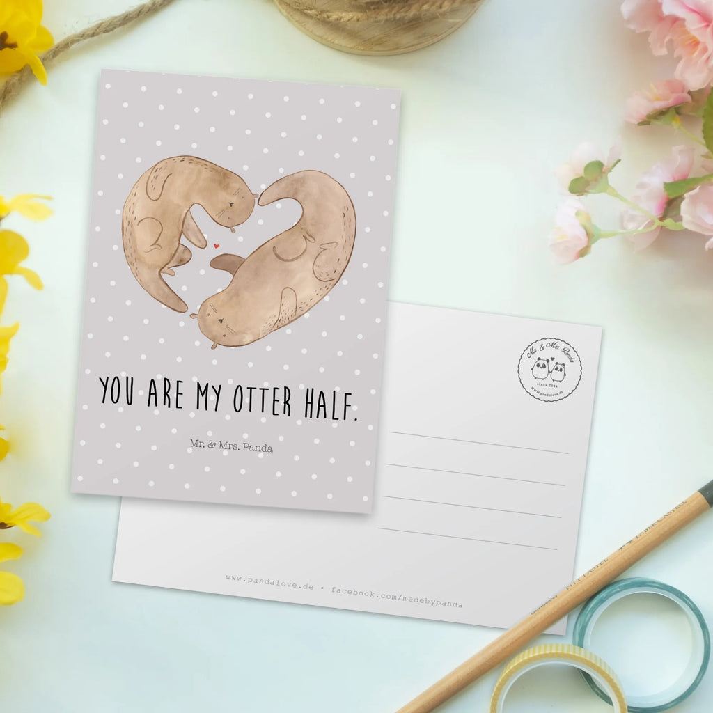 Pocztówka wydra serce Kuna, wydra, morska wydra