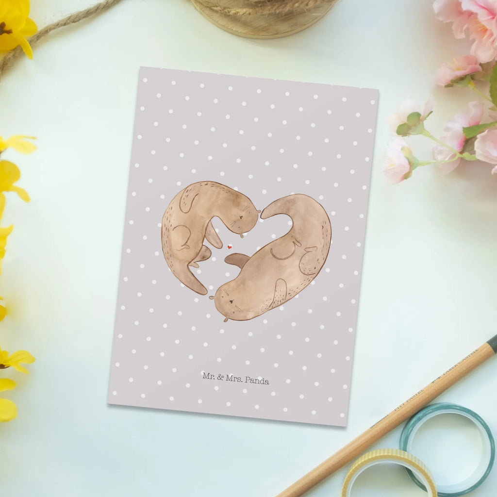 Pocztówka wydra serce Kuna, wydra, morska wydra