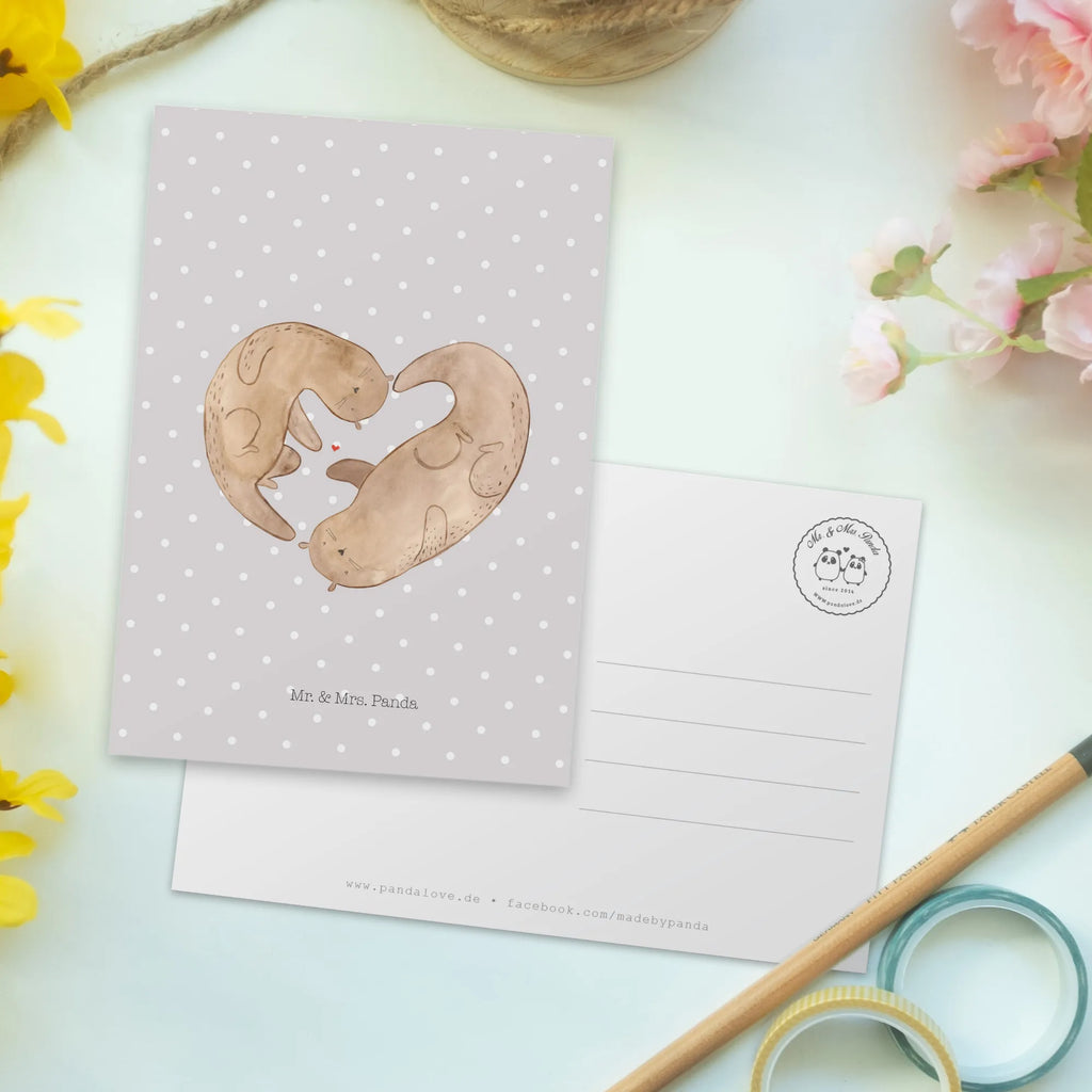 Pocztówka wydra serce Kuna, wydra, morska wydra