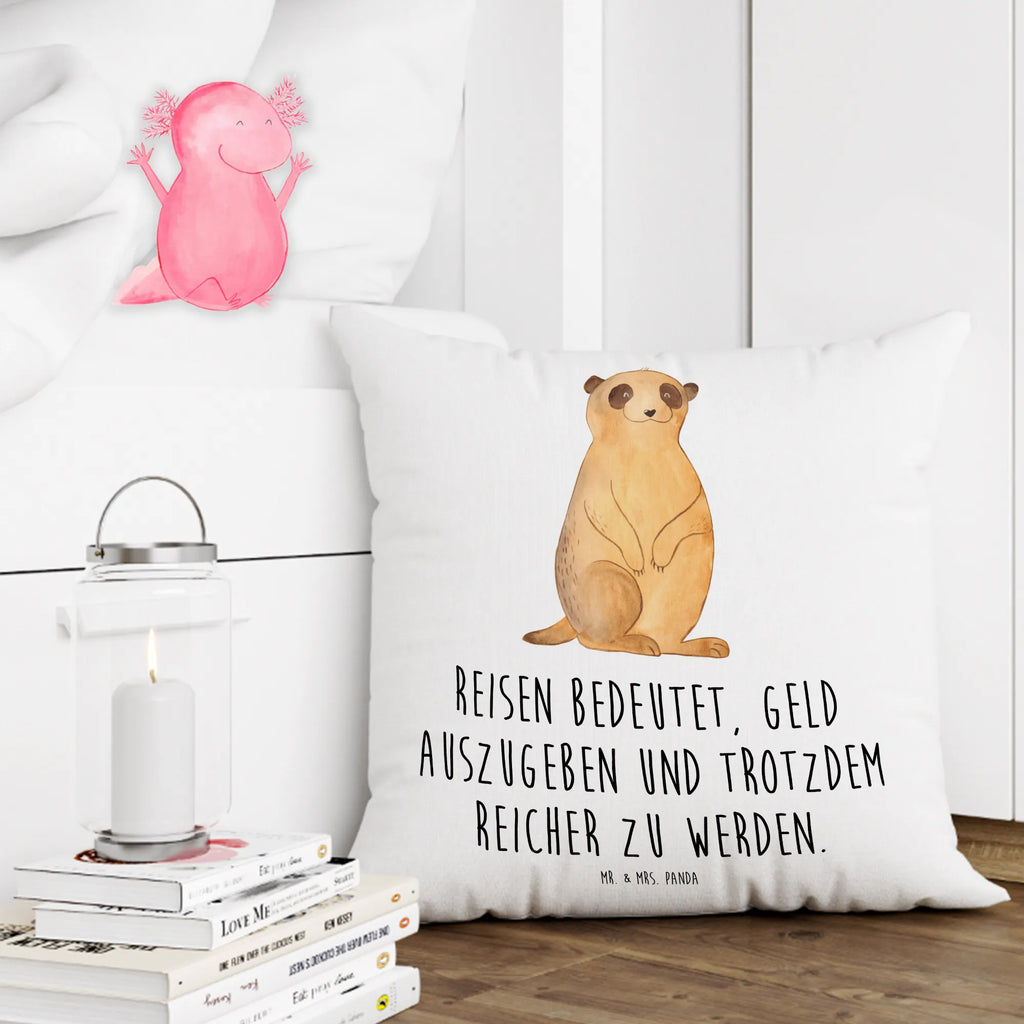 Cushion Meerkat 40x40, 40 x 40, sofa, settee, bed, couch, Pillow, pillows, pad, soft, fluffy, cushion, pillow case, bedroom, Africa, Africa trip, Traveling, Travel, World trip, Saying, Meerkat, Road trip