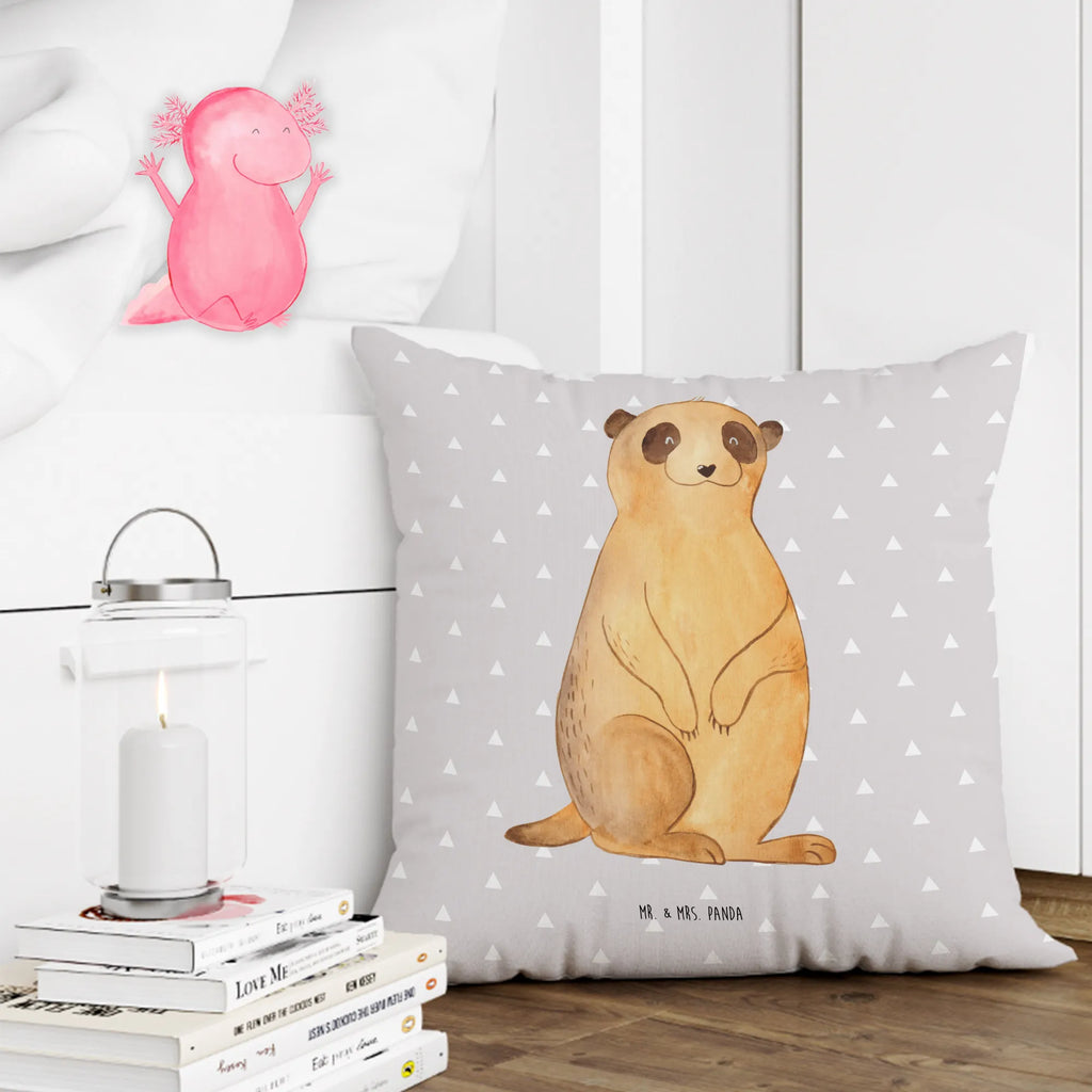 Cushion Meerkat 40x40, 40 x 40, sofa, settee, bed, couch, Pillow, pillows, pad, soft, fluffy, cushion, pillow case, bedroom, Africa, Africa trip, Traveling, Travel, World trip, Saying, Meerkat, Road trip