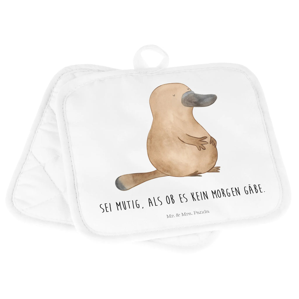 2er Set Topflappen  Schnabeltier Mut Topfhandschuhe, 2er Set Topflappen, topfhalter, Topflappen Set, Topflappen, Topflappen 2er Set, Topfuntersetzer, Topflappenset, Urlaub, Meer, Meerestiere, Motivation, Training, mutig, Neuanfang, Büro, Weltreise, Mut, Neustart, Schnabeltiere, Arbeit, Raodtrip, Lebensweisheit, Schnabeltier