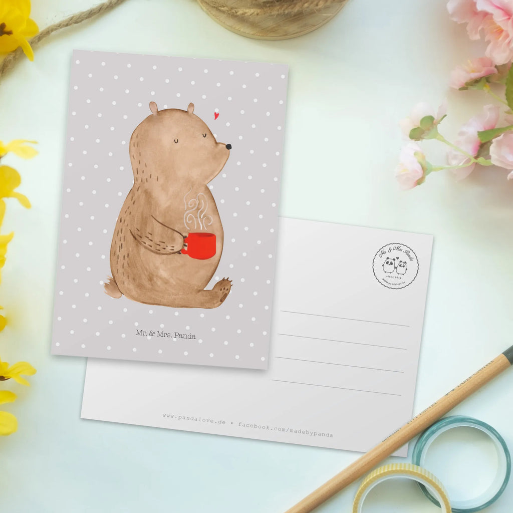Postcard bear Coffee einzelkarte, Designkarte, Motivkarte, Ansichtskarte, Kunstkarten, Ansichtskarten, Grußkarte, Postkarte, Fotokarte, kunstkarte, Postkarten, spruchkarte, bildkarte, Teddy, Teddybär, Bär, Kaffee, Bären, Welt Retten, Welt Erobern, Morgenroutine, Coffee, Guten Morgen, Motivation